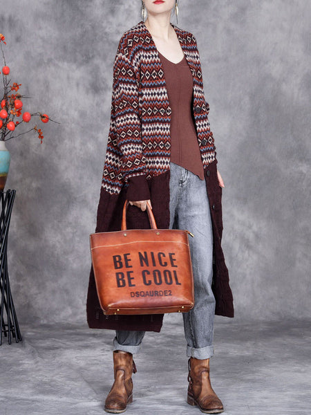 Women Autumn Stripe Colorblock Knitted Cardigan Coat AH1060 ZSLS