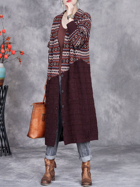 Women Autumn Stripe Colorblock Knitted Cardigan Coat AH1060 ZSLS