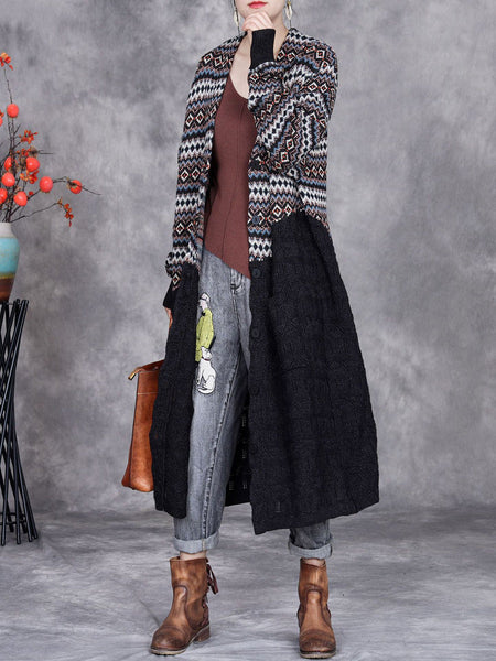 Women Autumn Stripe Colorblock Knitted Cardigan Coat AH1060 ZSLS