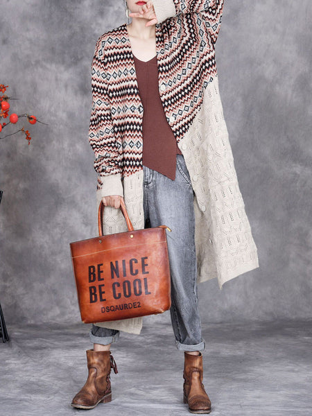 Women Autumn Stripe Colorblock Knitted Cardigan Coat AH1060 ZSLS