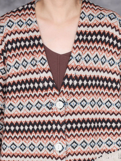 Women Autumn Stripe Colorblock Knitted Cardigan Coat AH1060 ZSLS