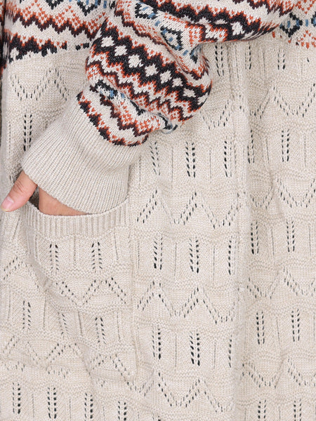 Women Autumn Stripe Colorblock Knitted Cardigan Coat AH1060 ZSLS