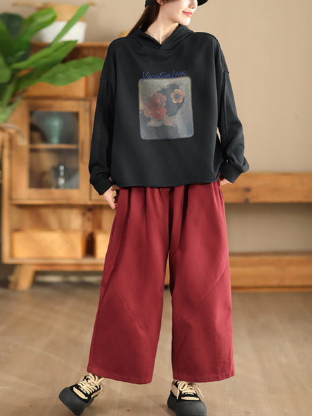 Women Casual Autumn Print Hooded Sweatshirt AH1008 ZMMM