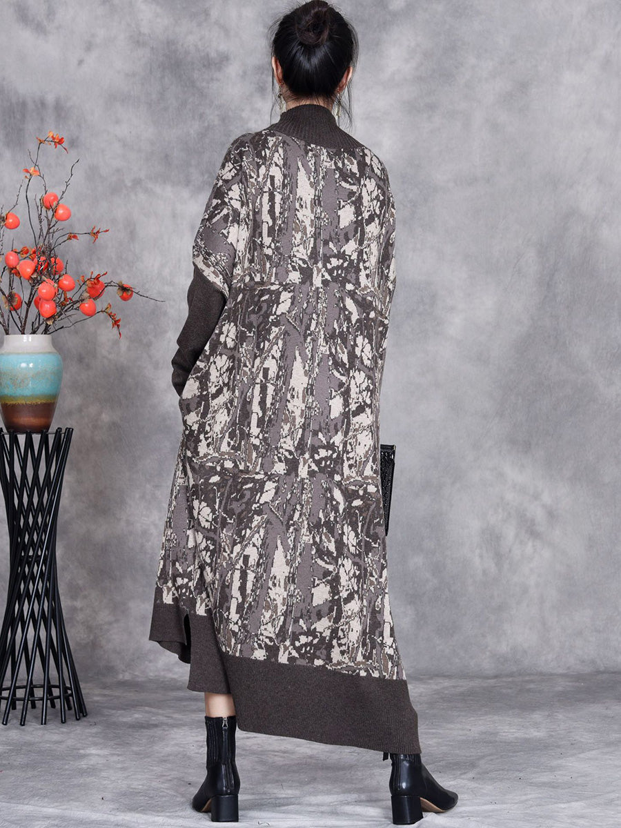 Women Autumn Artsy Colorblock Loose Knit Dress AH1033 BUYKUD