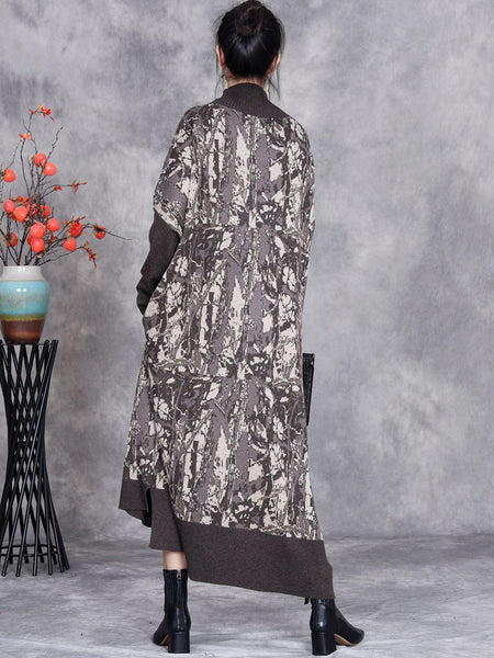 Women Autumn Artsy Colorblock Loose Knit Dress AH1033 BUYKUD