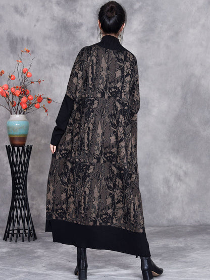 Women Autumn Artsy Colorblock Loose Knit Dress AH1033 BUYKUD