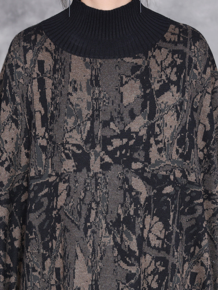 Women Autumn Artsy Colorblock Loose Knit Dress AH1033 BUYKUD