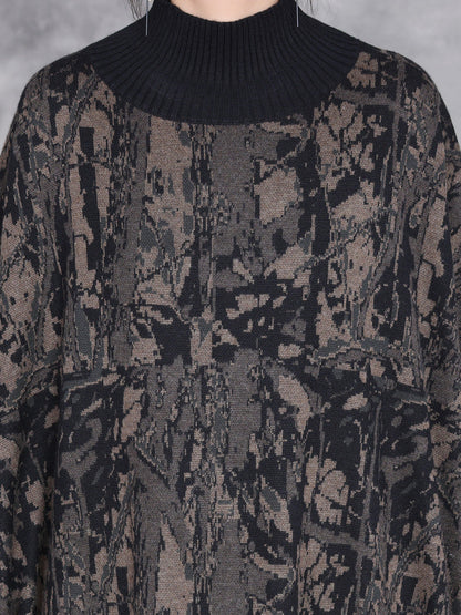 Women Autumn Artsy Colorblock Loose Knit Dress AH1033 BUYKUD