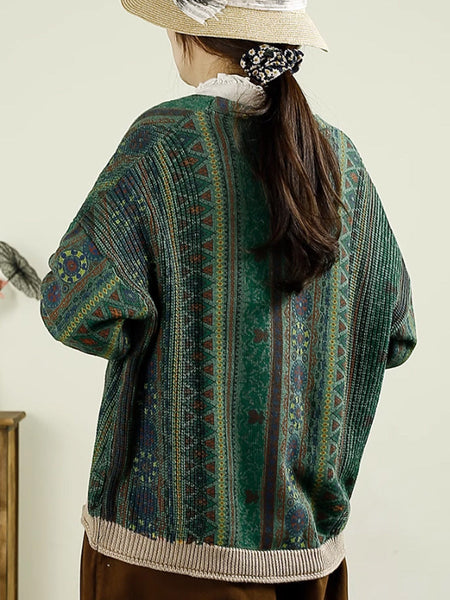 Women Autumn Casual Colorblock Knit V-Neck Cardigan Sweater AH1040 ZMMM