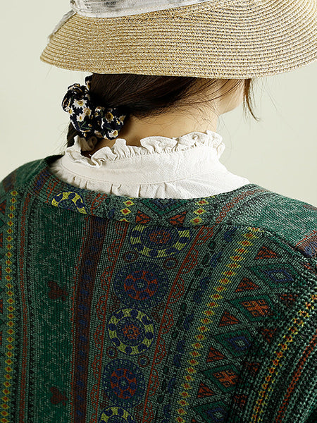 Women Autumn Casual Colorblock Knit V-Neck Cardigan Sweater AH1040 ZMMM