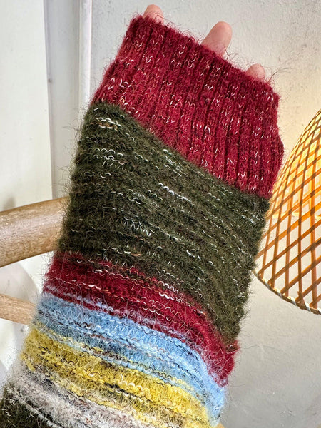 Women Artsy Autumn Stripe Cardigan Sweater Coat AH1027 XJYF