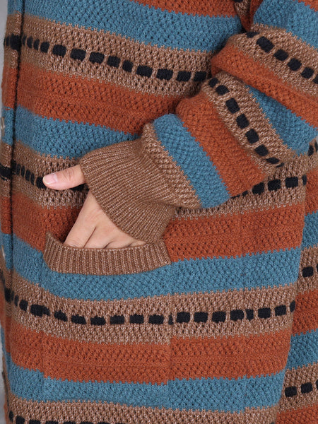 Women Autumn Lazy Stripe Knitted Cardigan Coat AH1051 ZSLS