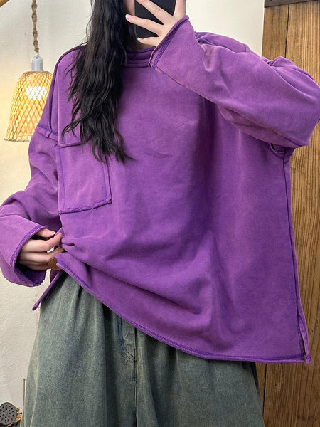 Women Autumn Solid Stand Collar Sweatshirt AH1059 BK