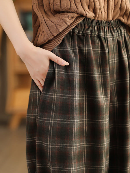 Women Autumn Casual Plaid Warm Harem Pants AH1042 LN