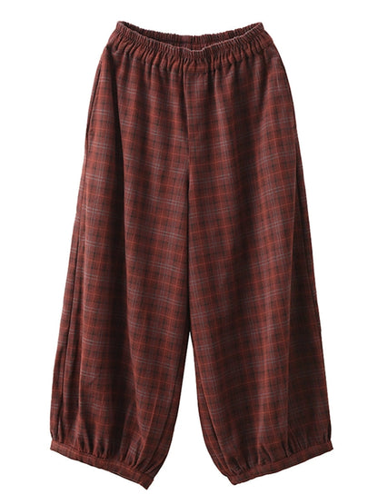 Women Autumn Casual Plaid Warm Harem Pants AH1042 LN