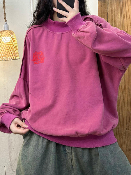 Women Autumn Embroidery Cotton Turtleneck Sweatshirt AK1030 Genistyle Shop