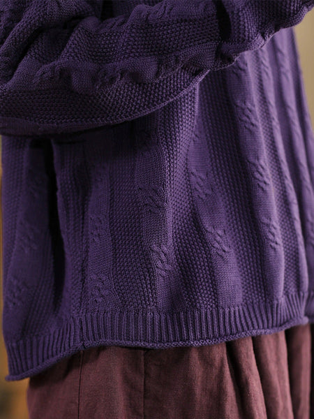 Women Artsy Autumn Cotton V-Neck Knit Sweater AK1026 Genistyle Shop