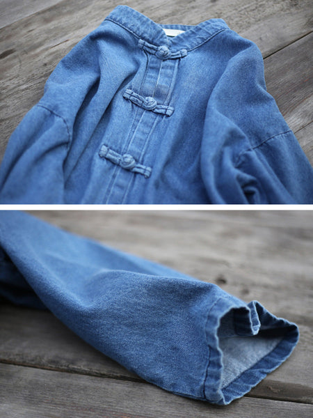 Women Autumn Casual Solid Pocket Denim Robe Coat AK1032 Genistyle Shop