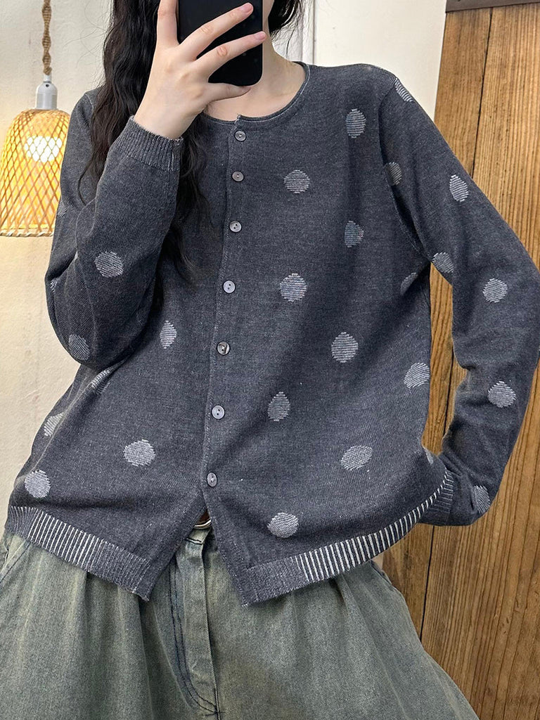 Women Autumn Casual Wool Dot Knit Blouse AK1033 Genistyle Shop