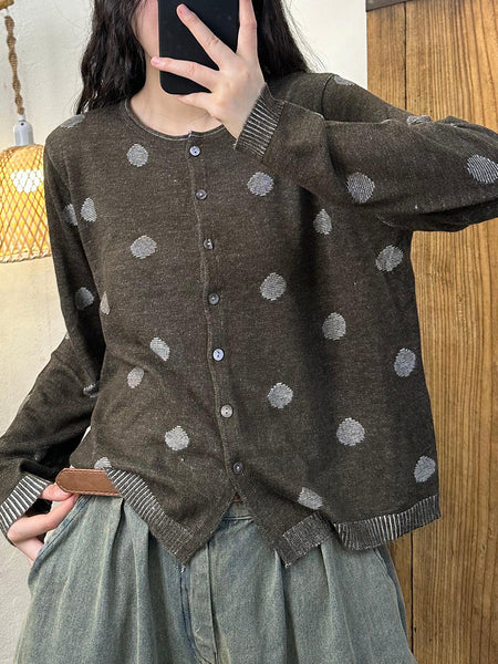 Women Autumn Casual Wool Dot Knit Blouse AK1033 Genistyle Shop