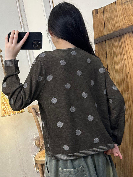 Women Autumn Casual Wool Dot Knit Blouse AK1033 Genistyle Shop