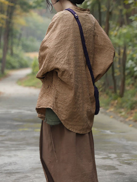 Women Autumn Retro Flower Button-up Cotton Blouse AK1042 Genistyle Shop