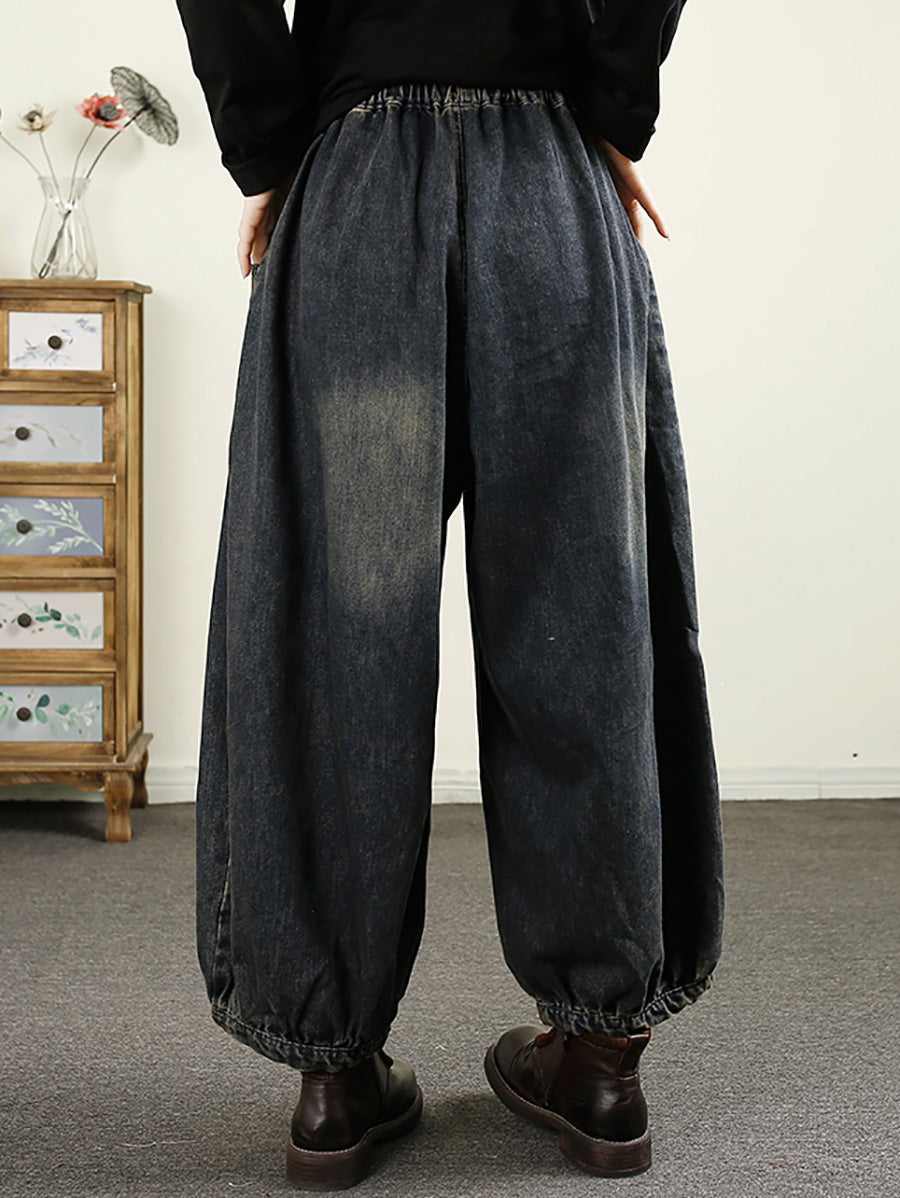 Women Autumn Vintage Denim Loose Harem Pants AK1043 Genistyle Shop