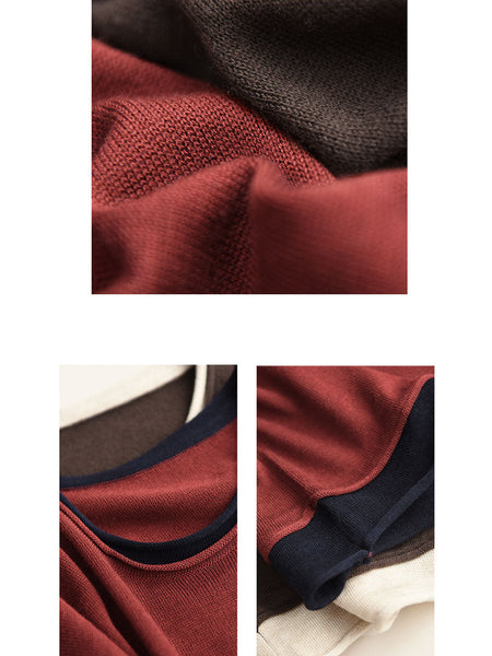 Women Casual Autumn Colorblock O-Neck Blouse AX1034 Genistyle Shop