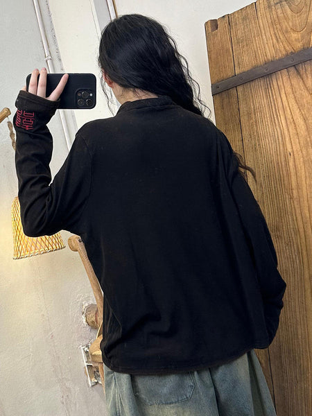 Women Autumn Embroidery Turtleneck Cotton Sweatshirt AX1022 Genistyle Shop