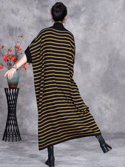 Women Autumn Stripe Short Sleeve Half Turtleneck Knit Dress AV1012 Genistyle Shop