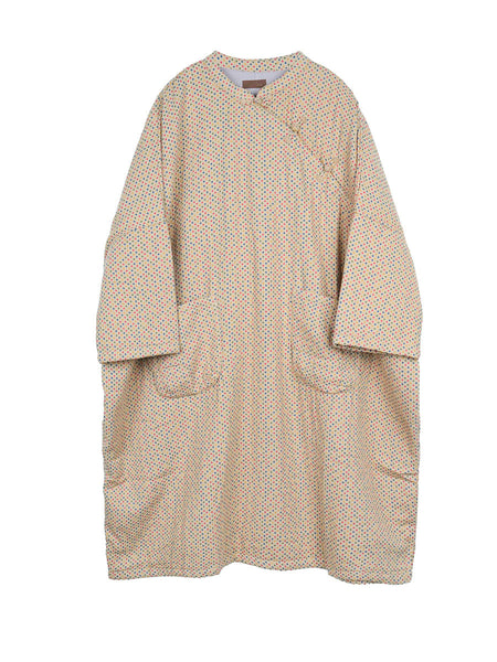 Women Vintage Autumn Dot Slant Closure Cotton Padded Robe Dress AV1020 Genistyle Shop