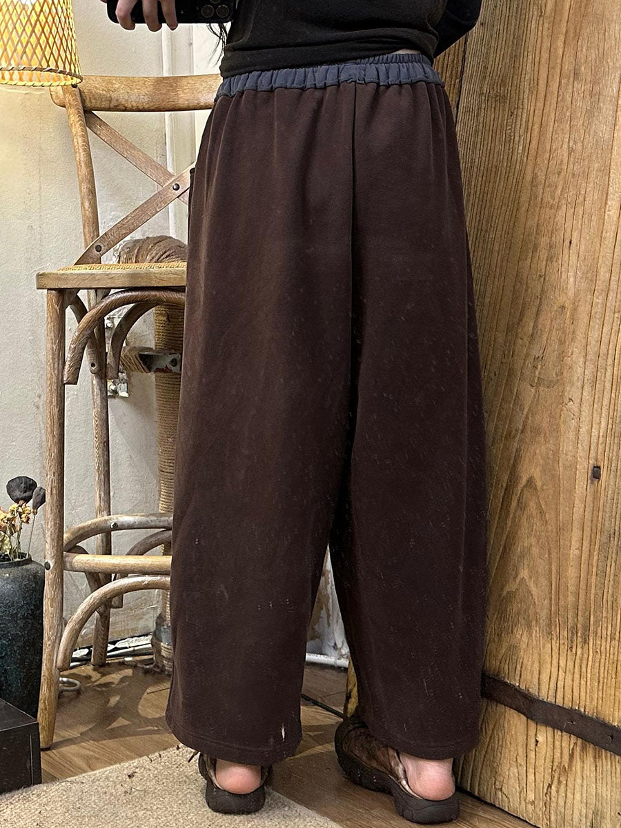 Women Autumn Casual Colorblock Cotton Loose Pants AV1006 Genistyle Shop