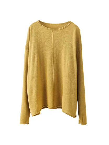 Women Solid Casual O-Neck Knit Loose Silk Blouse WG033 ZMMM