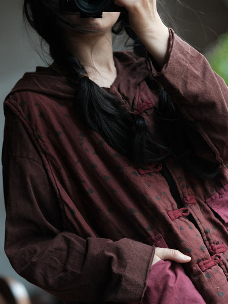 Women Autumn Patchwork Spliced Hooded 100%Linen Vest AV1028 Genistyle Shop