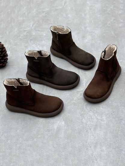 Women Winter Casual Genuine Leather Fleece-lined Warm Boots AV1042 Genistyle Shop