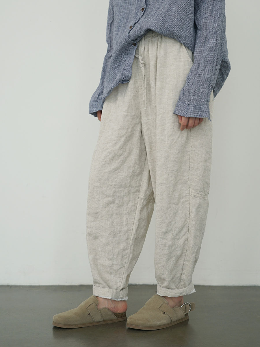 Women Autumn Vintage Solid Linen Loose Pants AV1030 Genistyle Shop