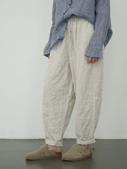 Women Autumn Vintage Solid Linen Loose Pants AV1030 Genistyle Shop