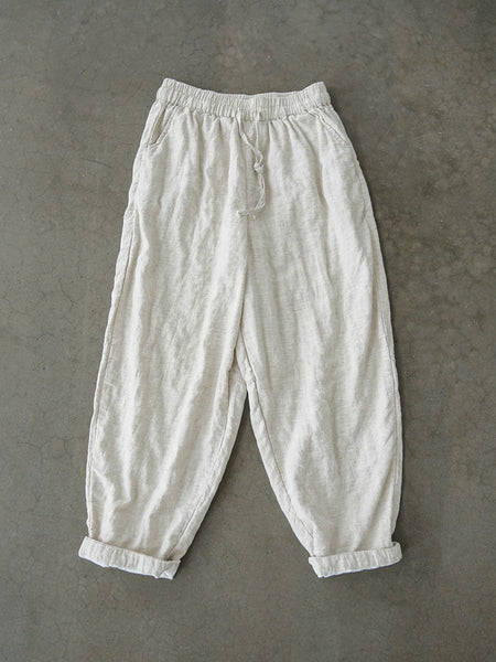 Women Autumn Vintage Solid Linen Loose Pants AV1030 Genistyle Shop