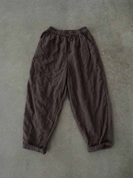 Women Autumn Vintage Solid Linen Loose Pants AV1030 Genistyle Shop
