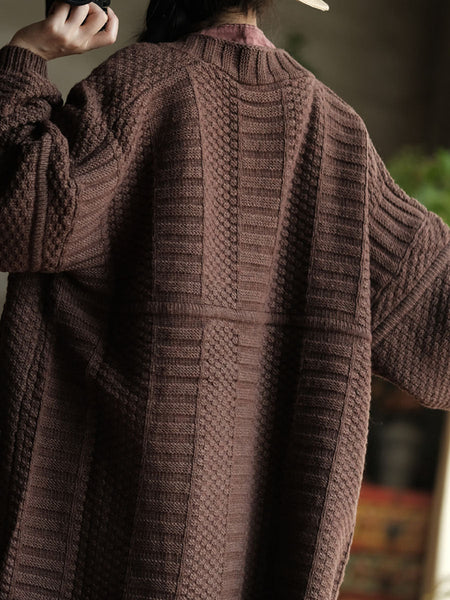 Women Autumn Casual Knit V-Neck Loose Cardigan Sweater AV1050 Genistyle Shop