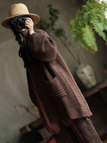 Women Autumn Casual Knit V-Neck Loose Cardigan Sweater AV1050 Genistyle Shop