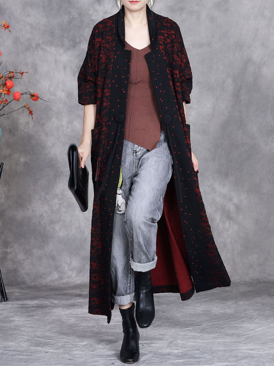 Women Artsy Autumn Flower Strap Cardigan Loose Coat AV1047 Genistyle Shop