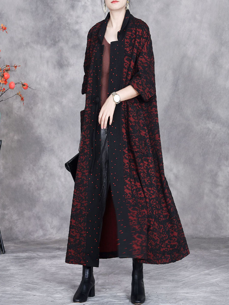 Women Artsy Autumn Flower Strap Cardigan Loose Coat AV1047 Genistyle Shop
