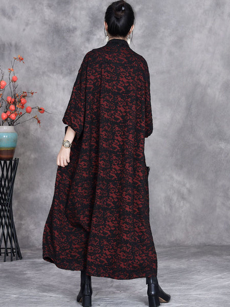 Women Artsy Autumn Flower Strap Cardigan Loose Coat AV1047 Genistyle Shop