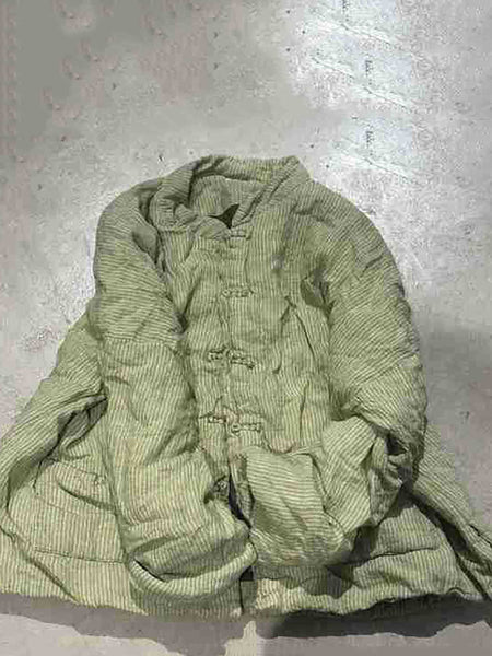 Women Ethnic Autumn Stripe Cotton Stand Collar Coat AV1062 Genistyle Shop