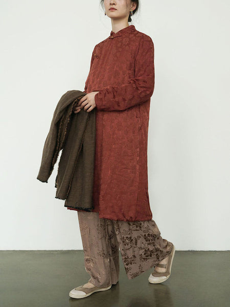 Women Vintage Autumn Flower Jacquard  Robe Dress AV1070 Genistyle Shop