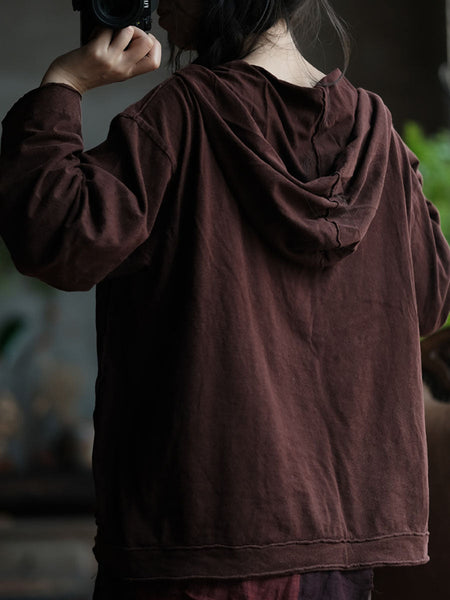 Women Retro Spliced Spliced Cottnon Hooded Shirt AV1067 Genistyle Shop