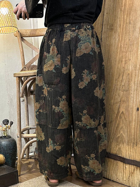 Women Autumn Retro Flower Cotton Harem Pants AV1055 Genistyle Shop