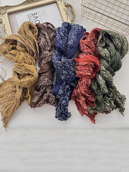 Women Retro Floral Colorblock Cotton Linen Shawl Scarf BA1020 Genistyle Shop