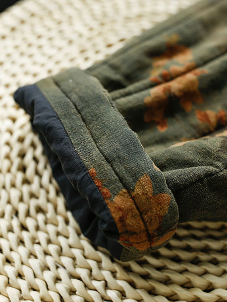 Women Ethnic Autumn Flower Cotton Cardigan Coat BA1017 Genistyle Shop